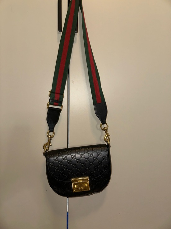 Gucci Handbags - Gucci Black Guccissima Padlock Messenger Bag